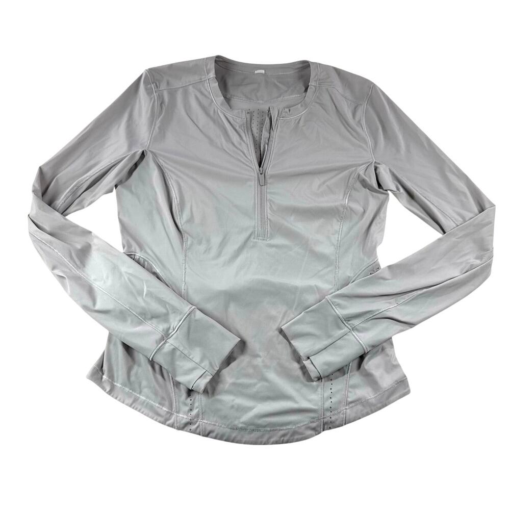 lululemon Flash Forward Half Zip Shirt 4 Gray Running Long Sleeve Swift Fabric